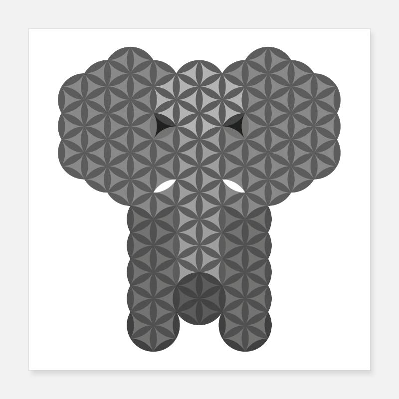 Éléphant sacré - Éléphant de vie. Poster 40 x 40 cm