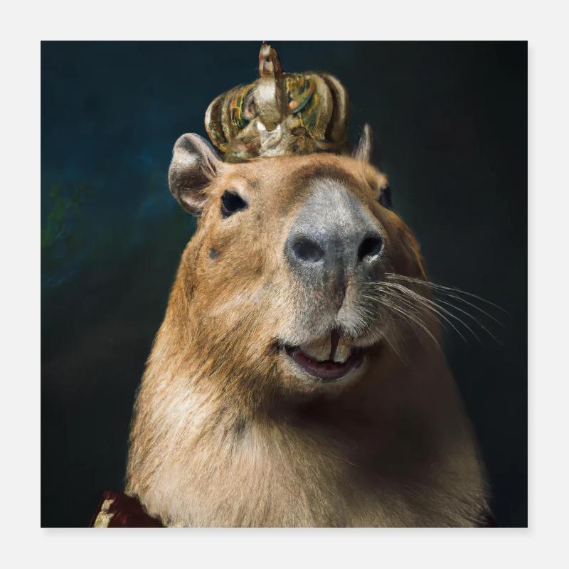 Capybara mit Krone Poster 40x40 cm