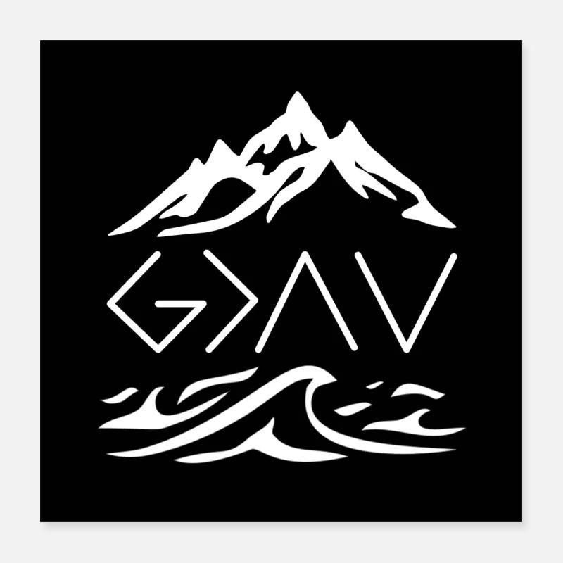 God is greater (white on black) Poster 16" x 16" (40x40 cm)