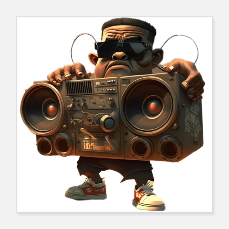 Hip-Hop mit Ghettoblaster Poster 40x40 cm