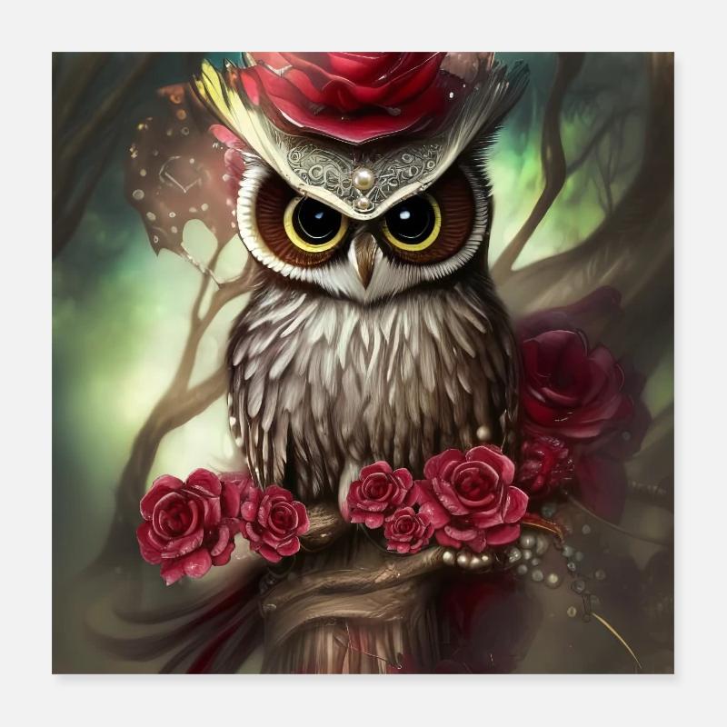 Schöne Eule der Vogel der Nacht Poster 40x40 cm