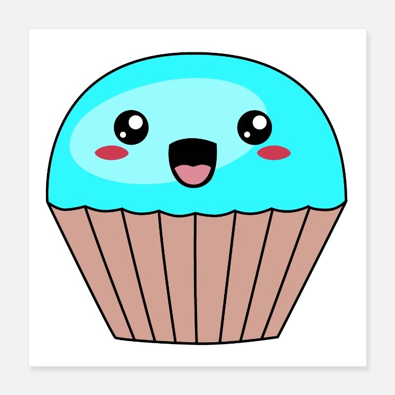 süßer blauer Muffin Poster 40x40 cm