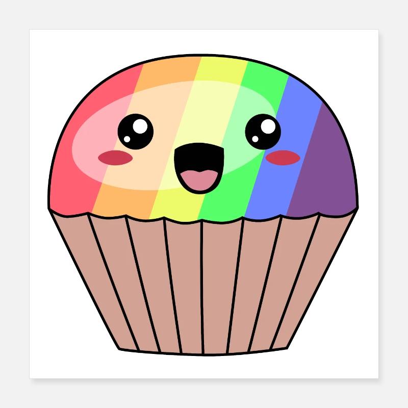 süßer Regenbogen Muffin Poster 40x40 cm