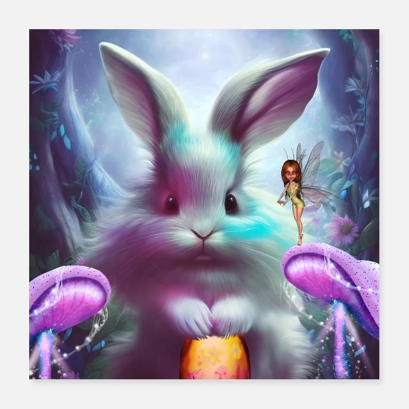 Cute Easter Bunny Poster 16" x 16" (40x40 cm)