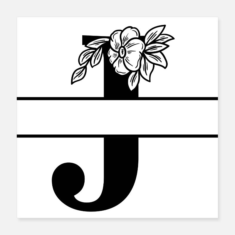 Personalized floral letter J Poster 16" x 16" (40x40 cm)