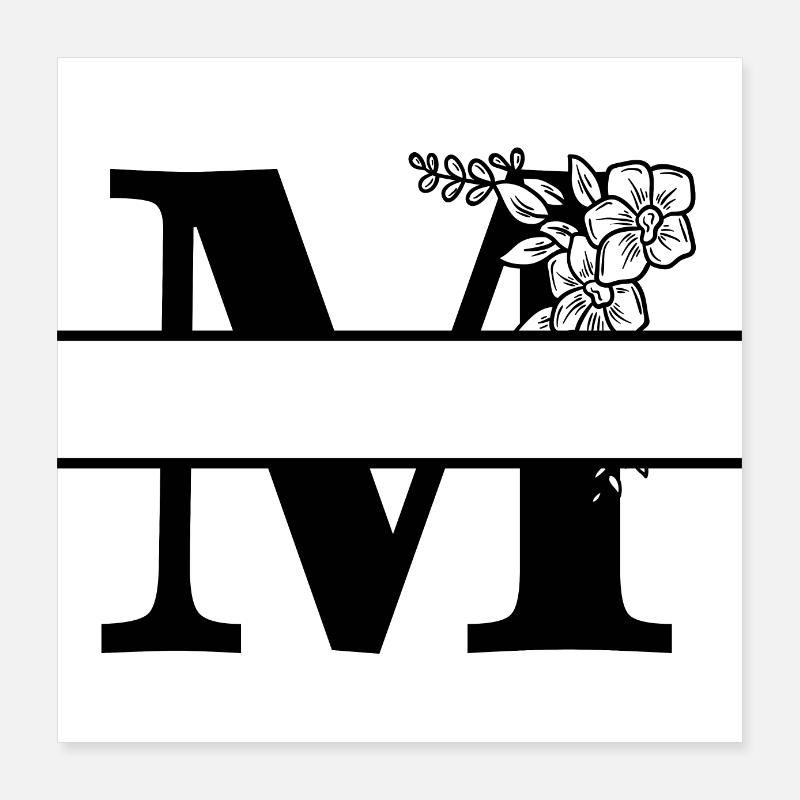Personalized floral letter M Poster 16" x 16" (40x40 cm)