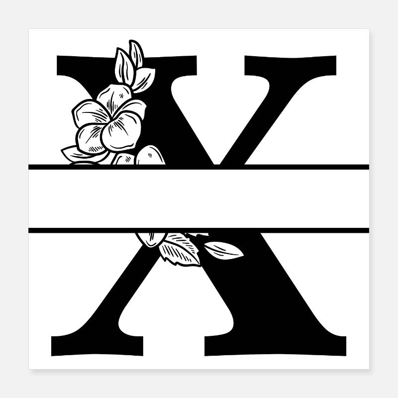 Personalisierter Blumenbuchstabe x Poster 40x40 cm
