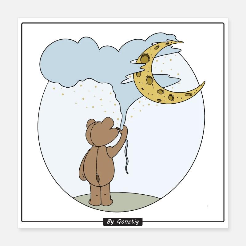 Teddy e il mondo dei sogni - Poster 40x40 cm - bianco