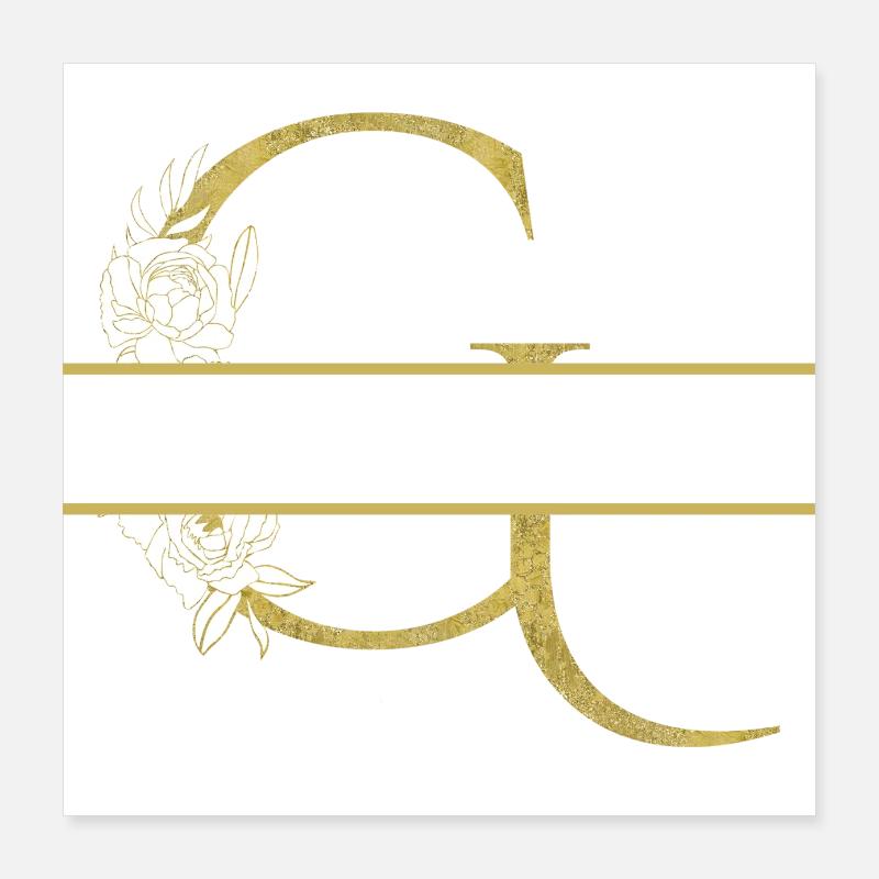 Personalisierter Blumengoldbuchstabe G Poster 40x40 cm