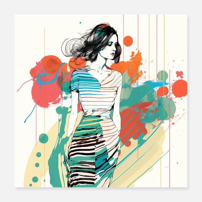 Affiche, Décoration de maison Illustration de mode, Mode - Poster 40 x 40 cm - blanc