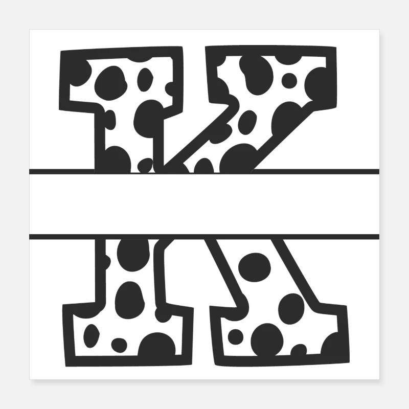 Letter K custom cow pattern Poster 16" x 16" (40x40 cm)