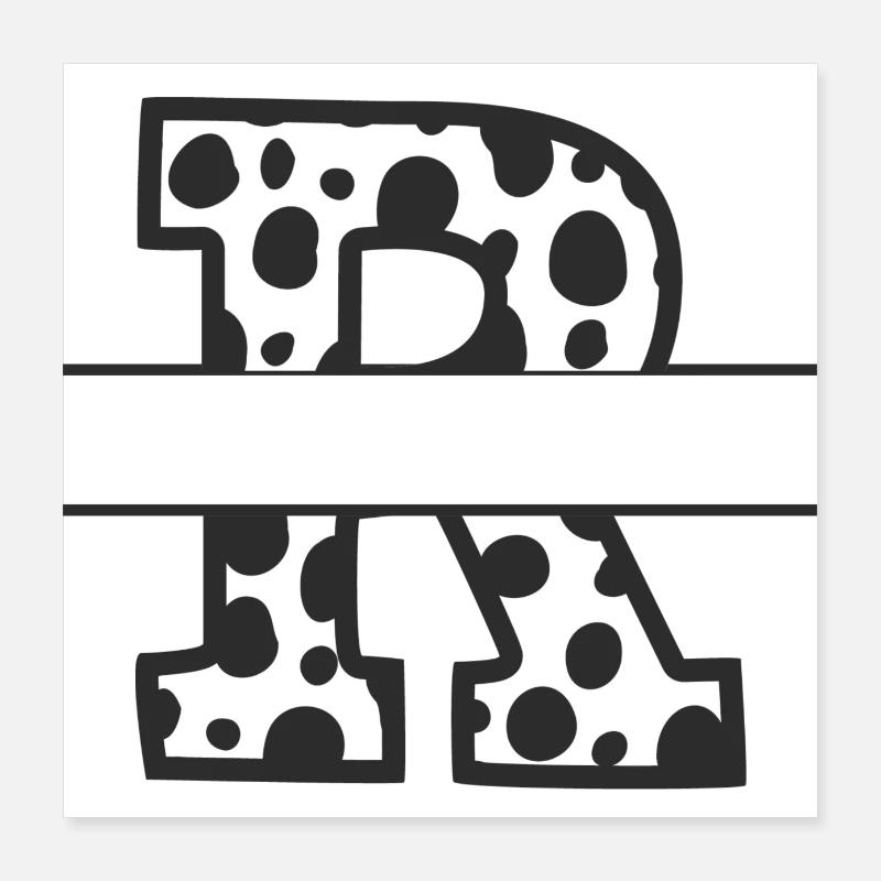 Letter R custom cow pattern Poster 16" x 16" (40x40 cm)