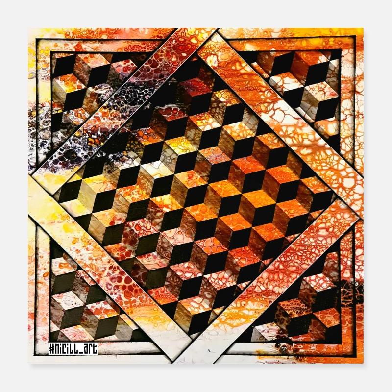 Cube Orange Poster 40x40 cm