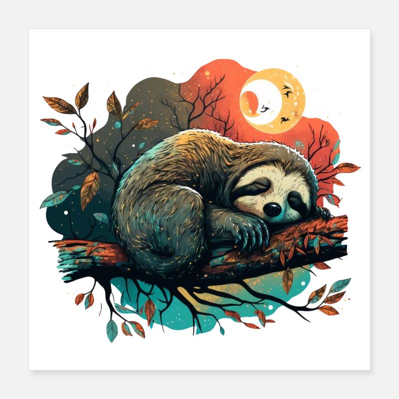 mignon, paresseux endormi, mode du sommeil Poster 40 x 40 cm