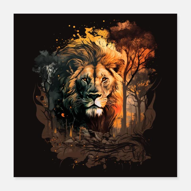 Ein Design mit einem Wildtierthema, z. B. einem Löwen Poster 40x40 cm