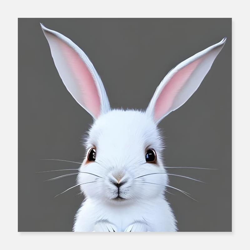 Lapin blanc mignon lapin de Pâques Poster 40 x 40 cm