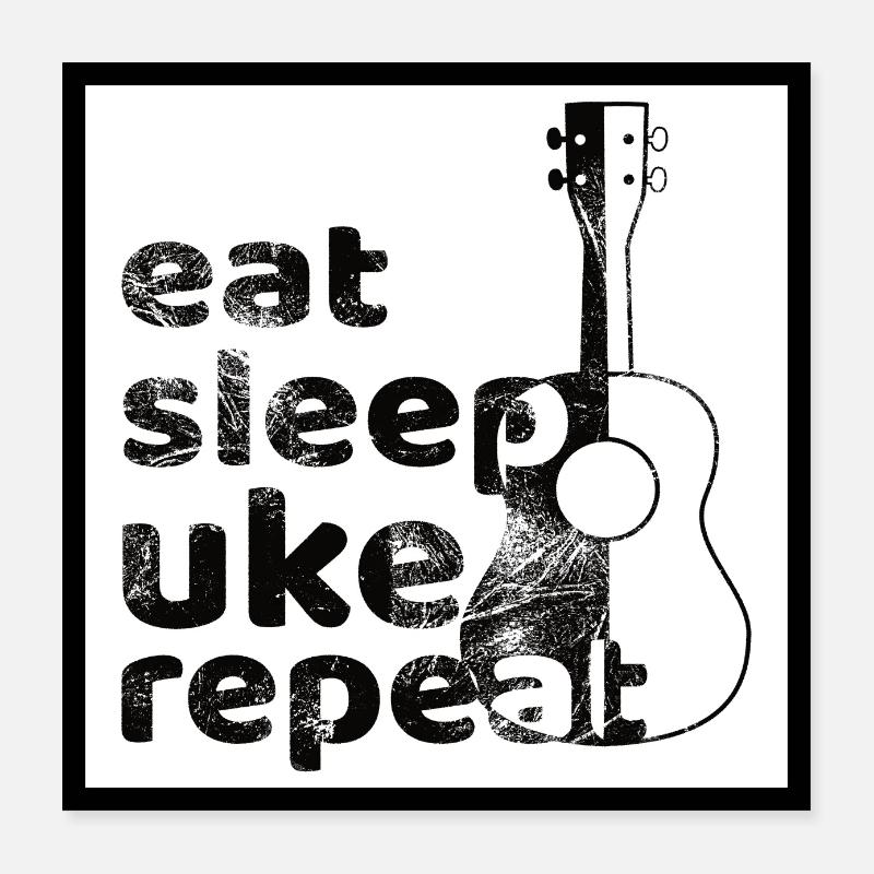 Mangez dormir UKE répéter! Affiche noir et blanc Poster 40 x 40 cm