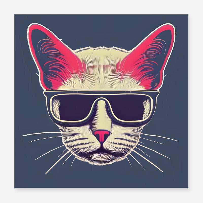 Cool cat with sunglasses Poster 16" x 16" (40x40 cm)