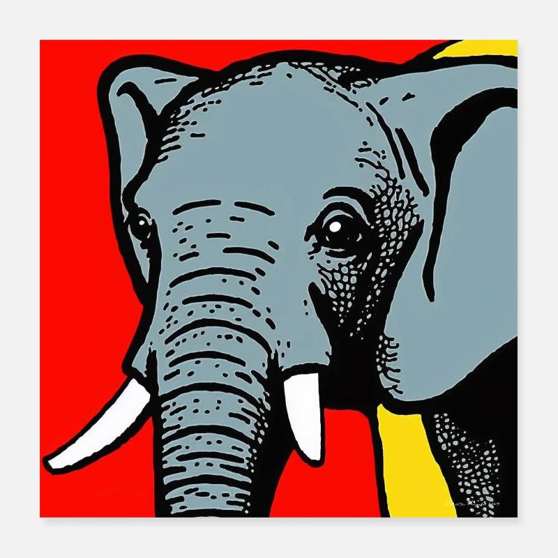 Elefant in der Pop Art Poster 40x40 cm