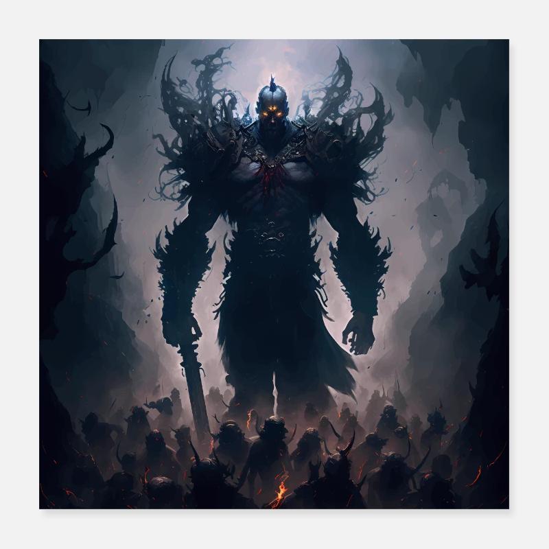 Le Roi Démon Règne Version 2 - Poster 40 x 40 cm - blanc