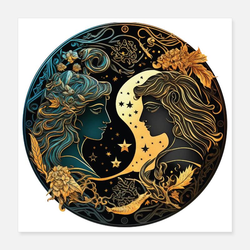 Zwillinge Sternzeichen Geschenk Poster 40x40 cm