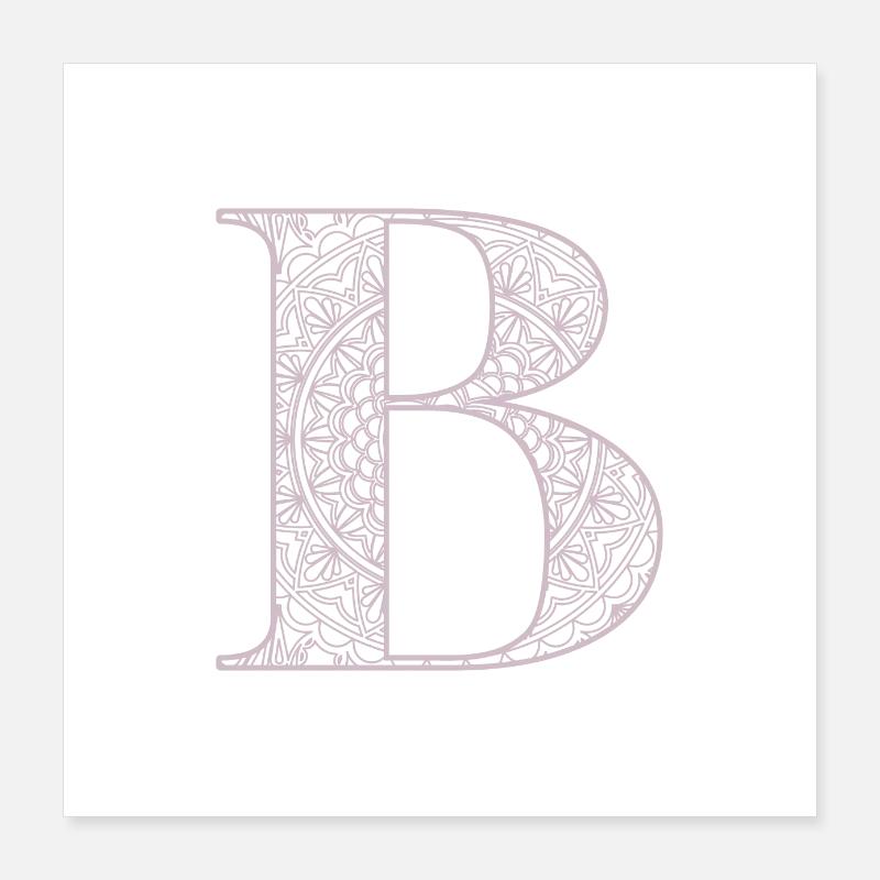 Mandala Monogram Initial in Dusky Pink - Letter B Poster 16" x 16" (40x40 cm)