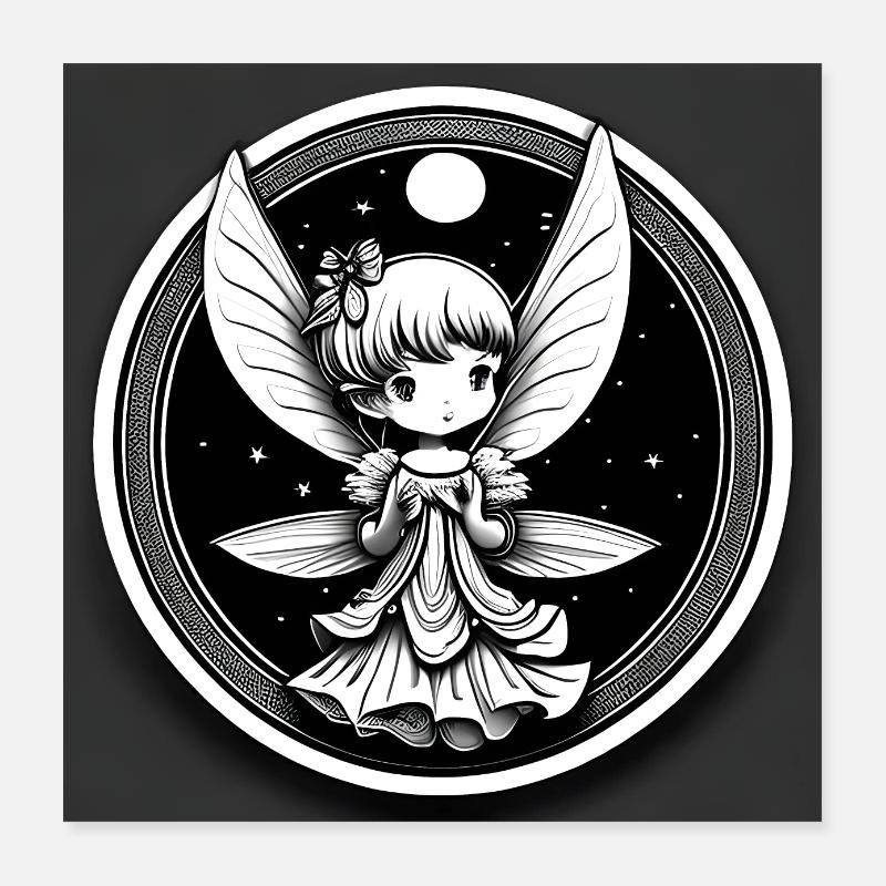 Elfe mignon ou fée Poster 40 x 40 cm