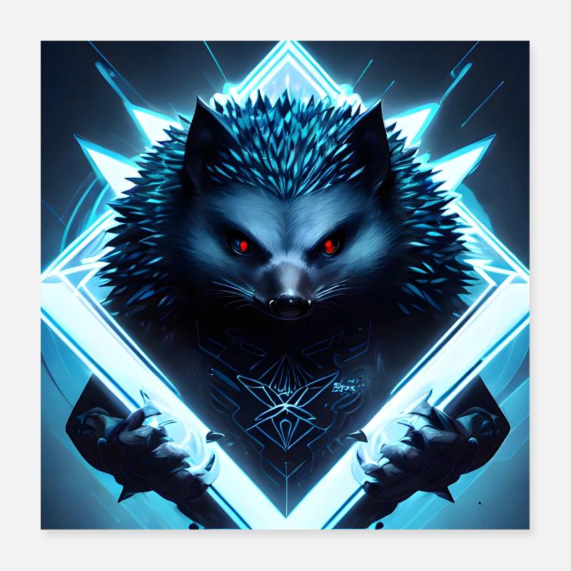 Luminous blue hedgehog Poster 16" x 16" (40x40 cm)