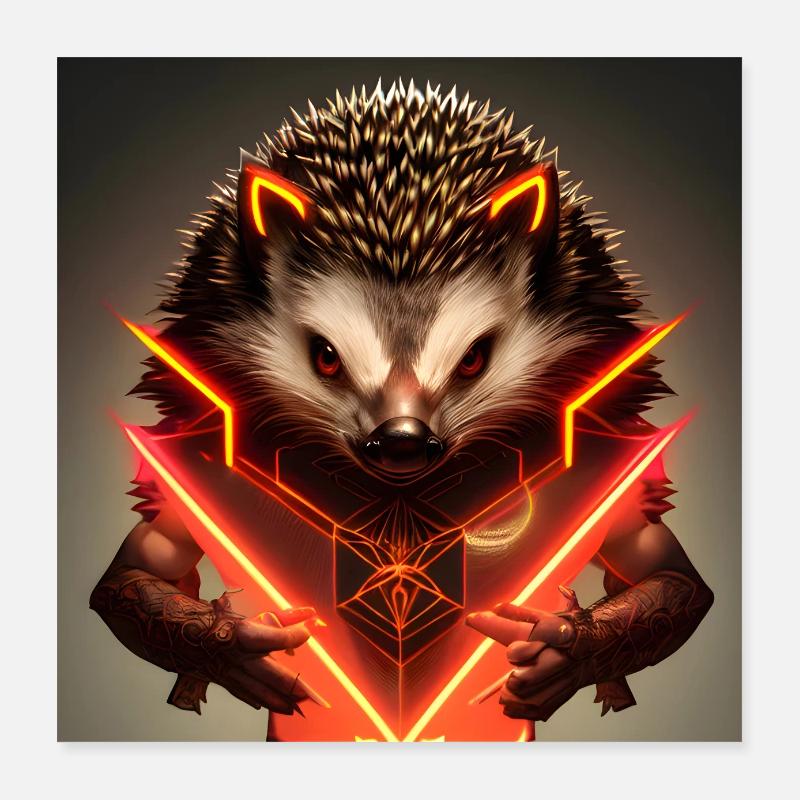 Bright red hedgehog Poster 16" x 16" (40x40 cm)
