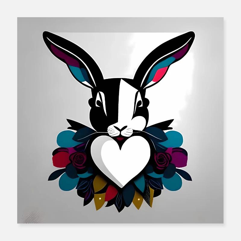 Unique Easter Bunny Art Unique Poster 16" x 16" (40x40 cm)