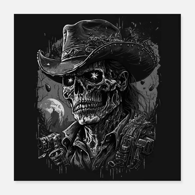 Cow-boy mort-vivant Poster 40 x 40 cm
