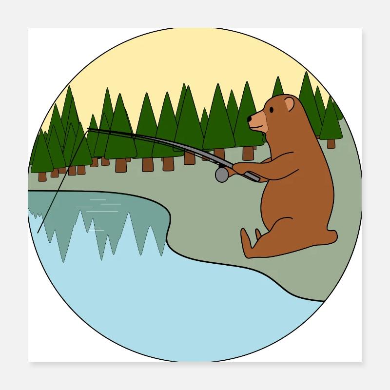 Ours pêcheur Poster 40 x 40 cm
