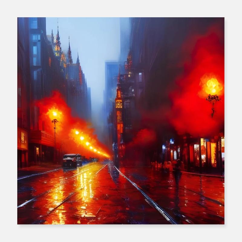 Rain Lamps - Impressionistic Style Poster 16" x 16" (40x40 cm)