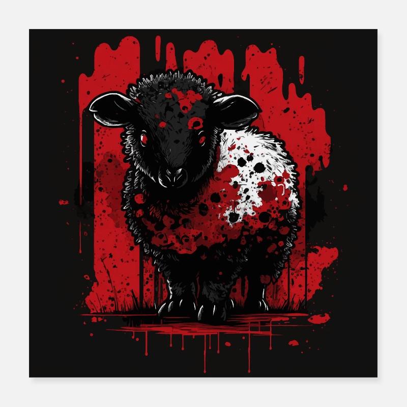Mouton noir mignon - Poster 40 x 40 cm - blanc