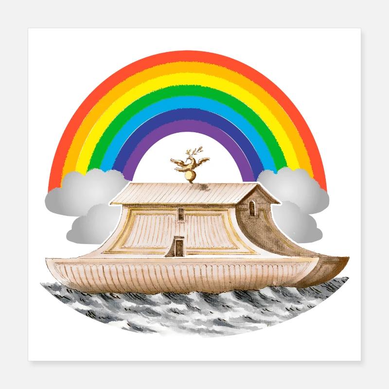 Regnbue oversvømmelse Noahs ark Poster 40x40 cm