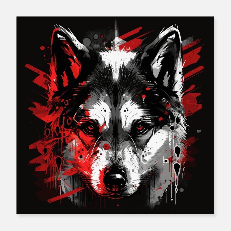 Chien Husky Poster 40 x 40 cm