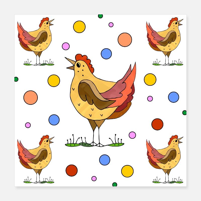 Hühner Poster 40x40 cm