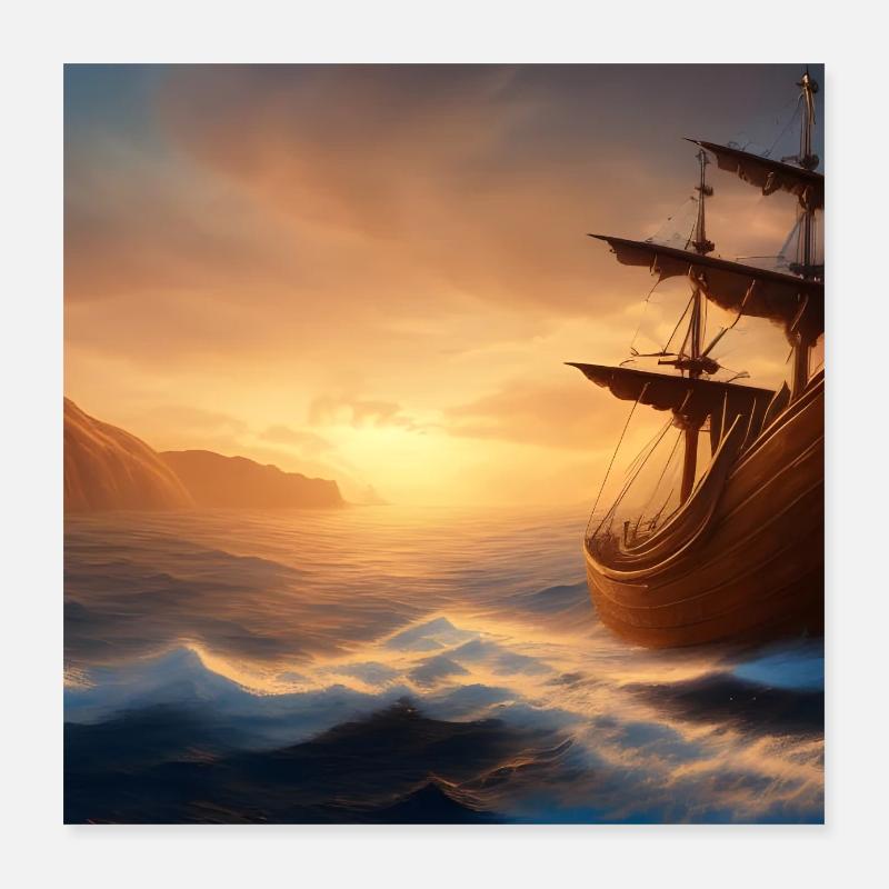 Segelschiff auf dem Meer Poster 40x40 cm