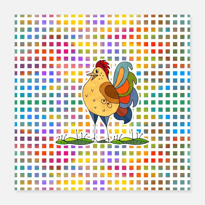 Rooster Poster 16" x 16" (40x40 cm)