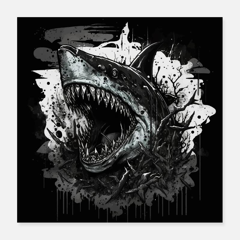Requin de mauvaise humeur Poster 40 x 40 cm