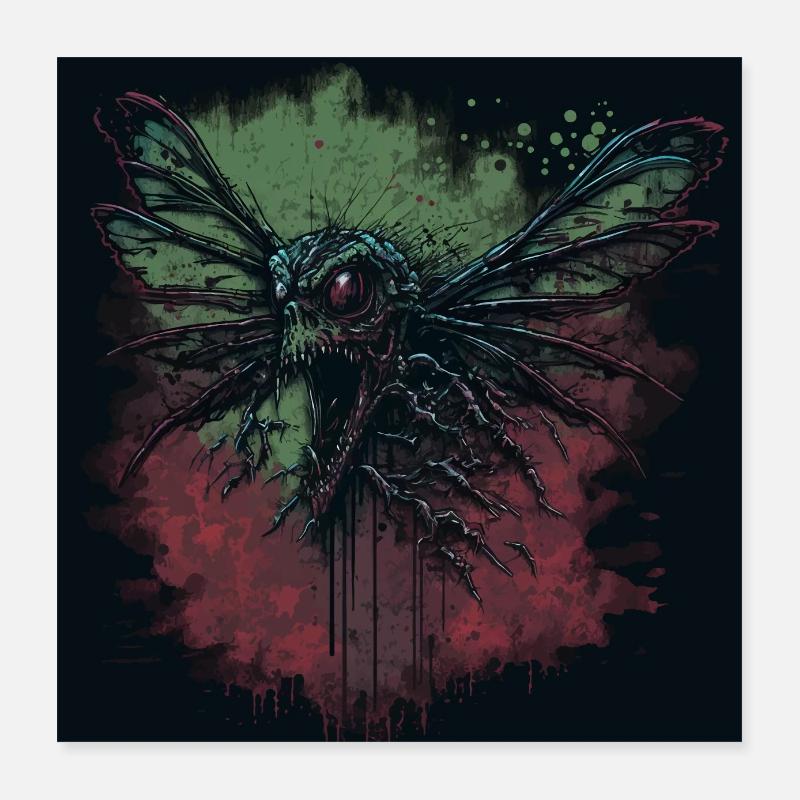 Gruselige Horror Fliege Poster 40x40 cm