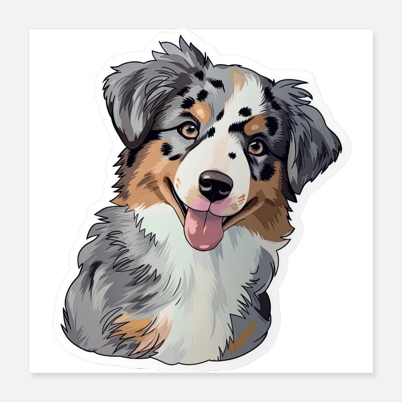 Mignon chiot berger australien Poster 40 x 40 cm