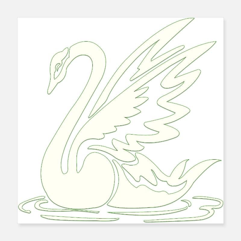 Tattoo element vector tattoo Body art swan Poster 16" x 16" (40x40 cm)