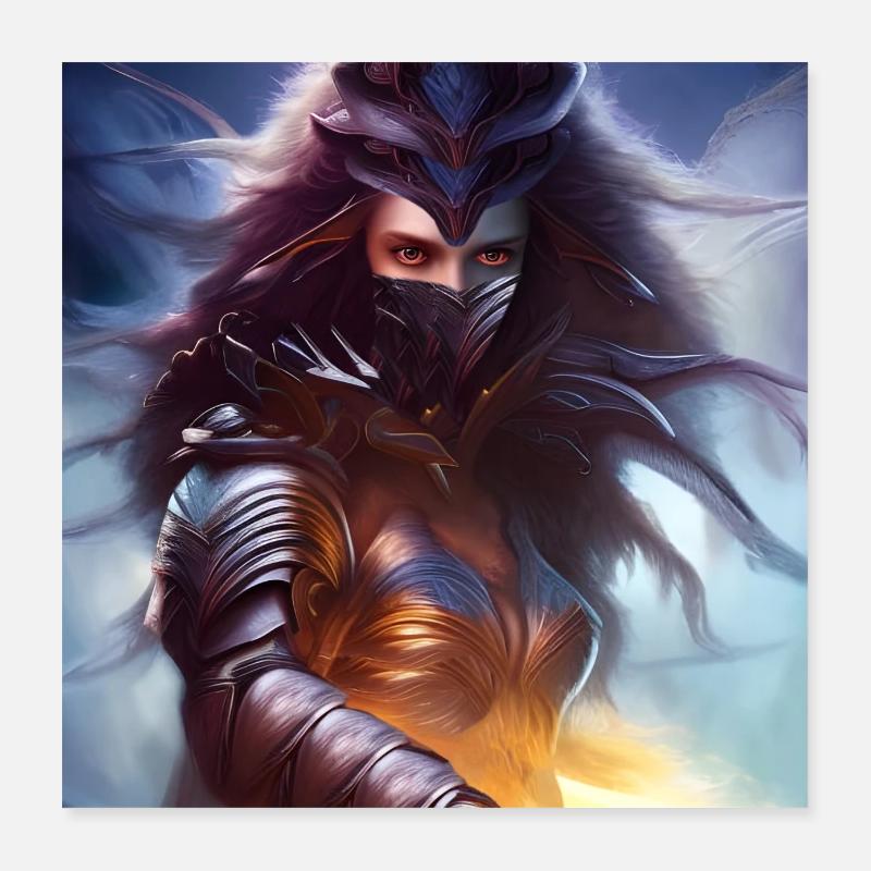 Guerrier des éléments du feu et de l’air Poster 40 x 40 cm