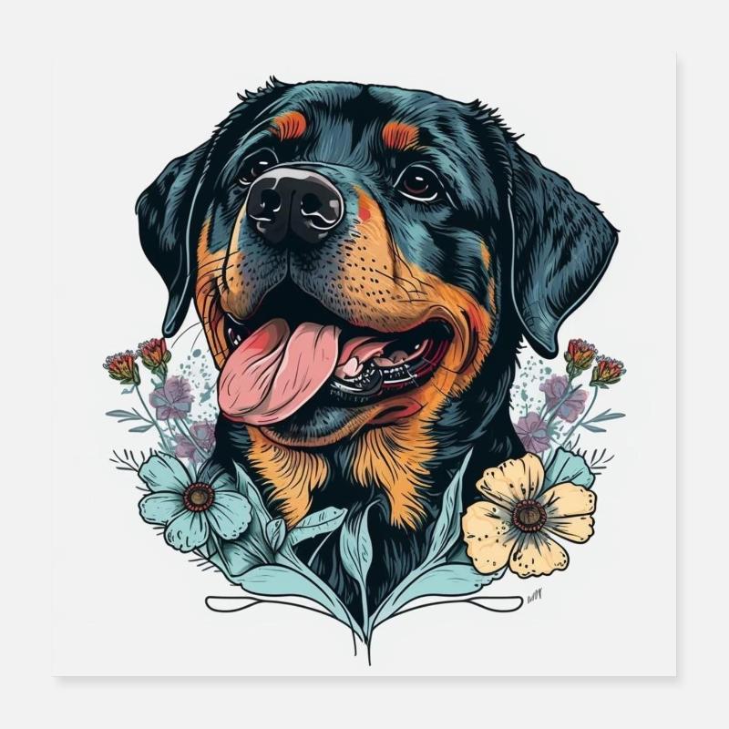 Rottweiler Poster Poster 40x40 cm