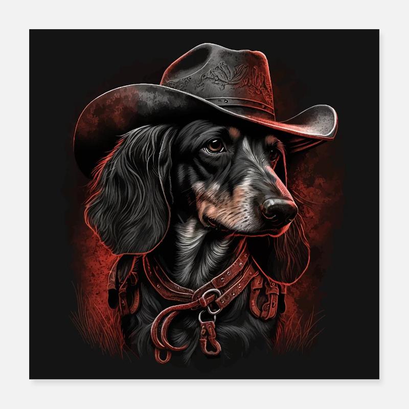 Dachshund cowboy Poster 16" x 16" (40x40 cm)