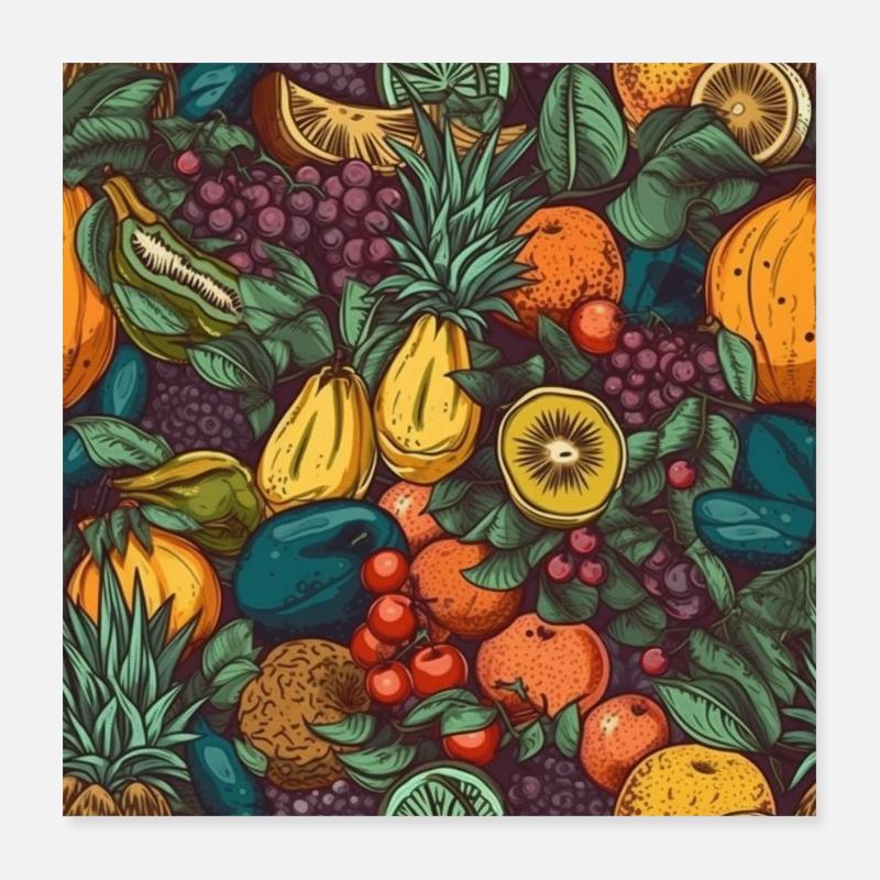 Tropical Fruit Exotic Vegetables Gift Fruits - Poster 16" x 16" (40x40 cm) - white