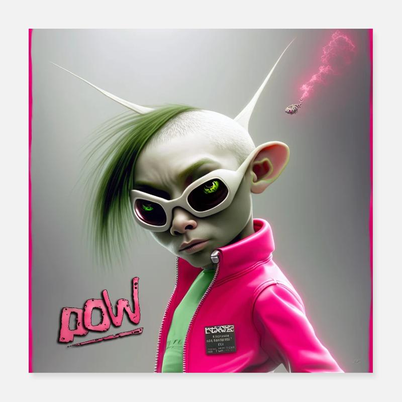 Punk Alien Neon Jacket - Punky alien 01 Poster 40 x 40 cm