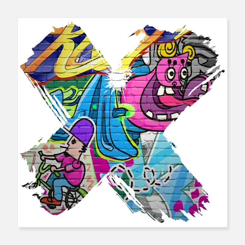 Graffiti-Stil Splash Hip Hop Farben Maler Farbe Poster 40x40 cm