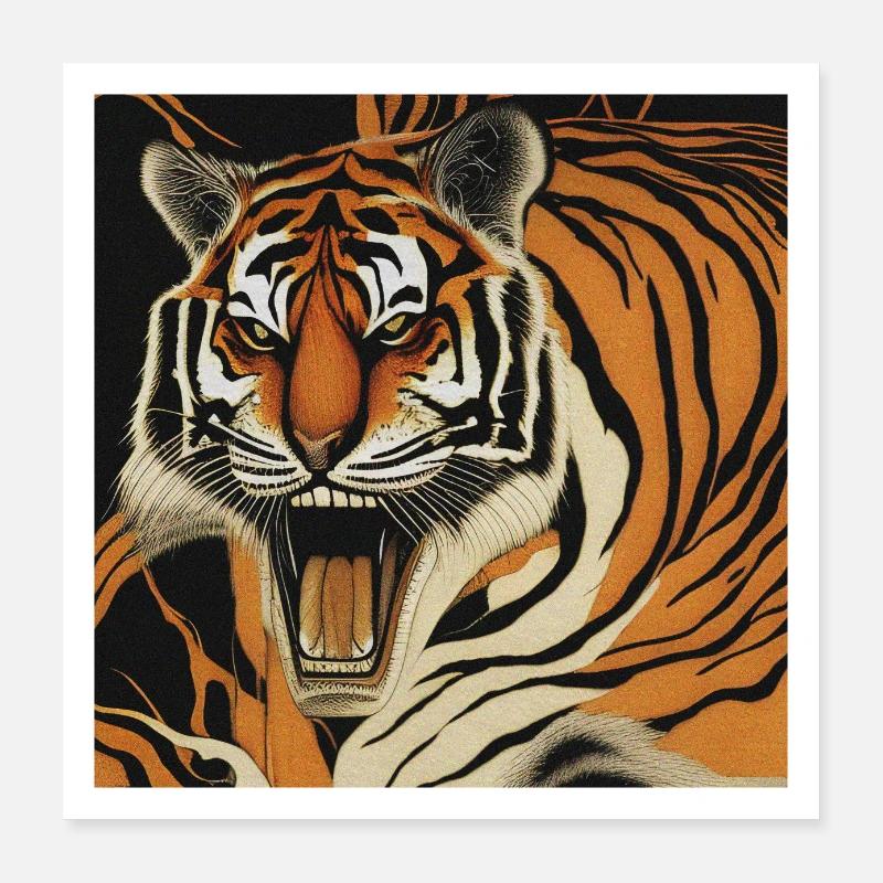 Brüllender Tiger Poster 40x40 cm
